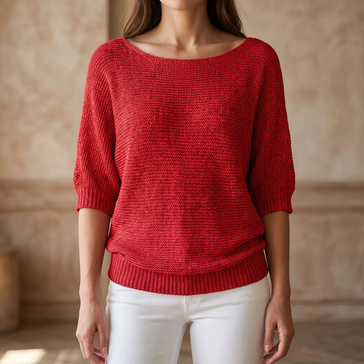 Corvia - Lockerer Damen Strickpullover Mit 3/4-Ärmeln Für Kühlere Tage In Den Übergangszeiten