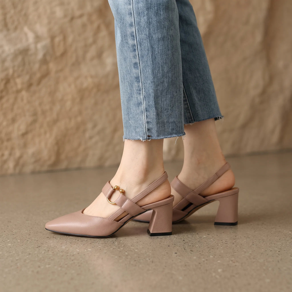 Calyra - Damen Slingback-Pumps Mit Blockabsatz Lockere Looks Mit Jeans Oder Einem Sommerkleid