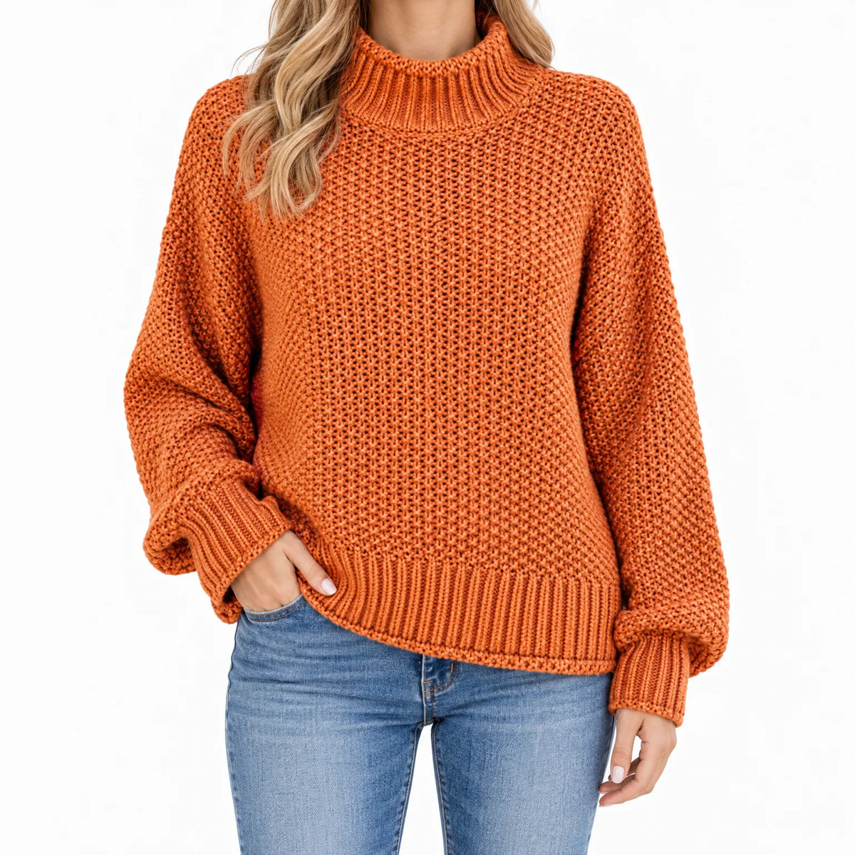 Cozlo - Lockerer Strickpullover Mit Rollkragen Lässig Unter Einer Jacke Tragen