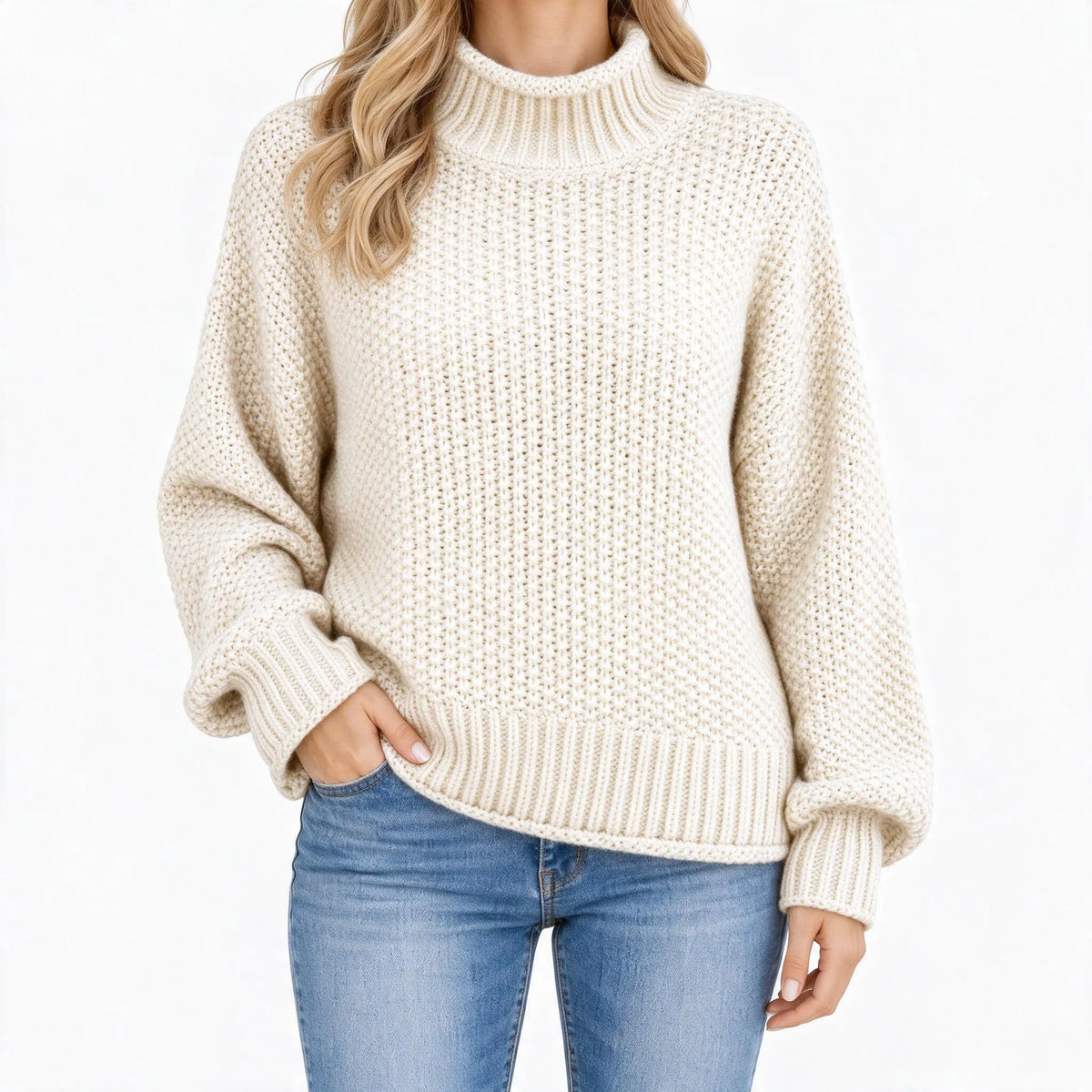 Cozlo - Lockerer Strickpullover Mit Rollkragen Lässig Unter Einer Jacke Tragen