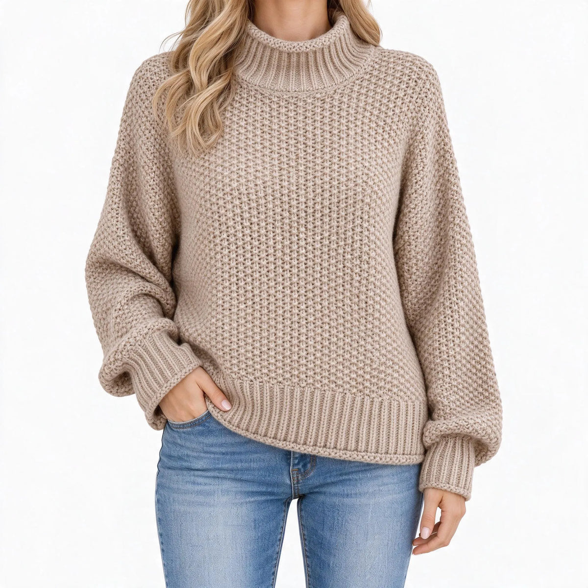 Cozlo - Lockerer Strickpullover Mit Rollkragen Lässig Unter Einer Jacke Tragen