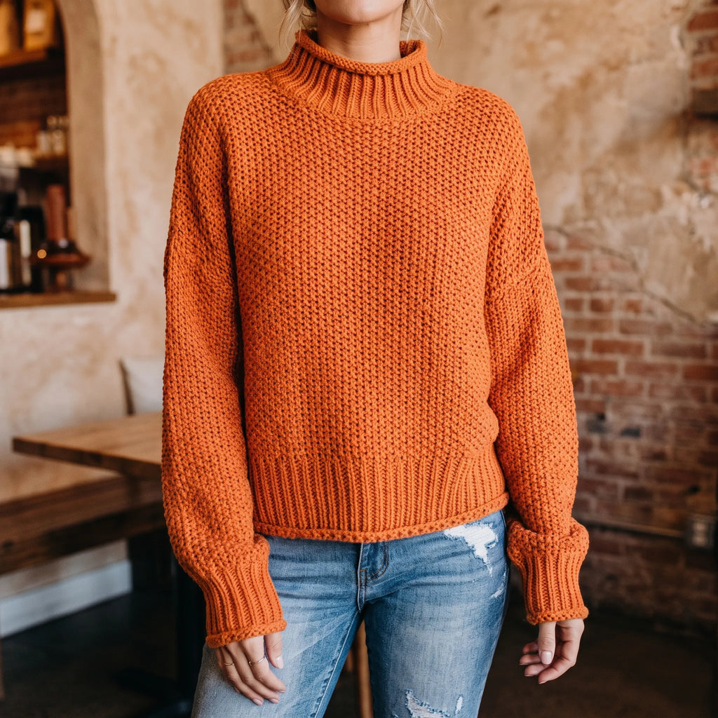 Cozlo - Lockerer Strickpullover Mit Rollkragen Lässig Unter Einer Jacke Tragen