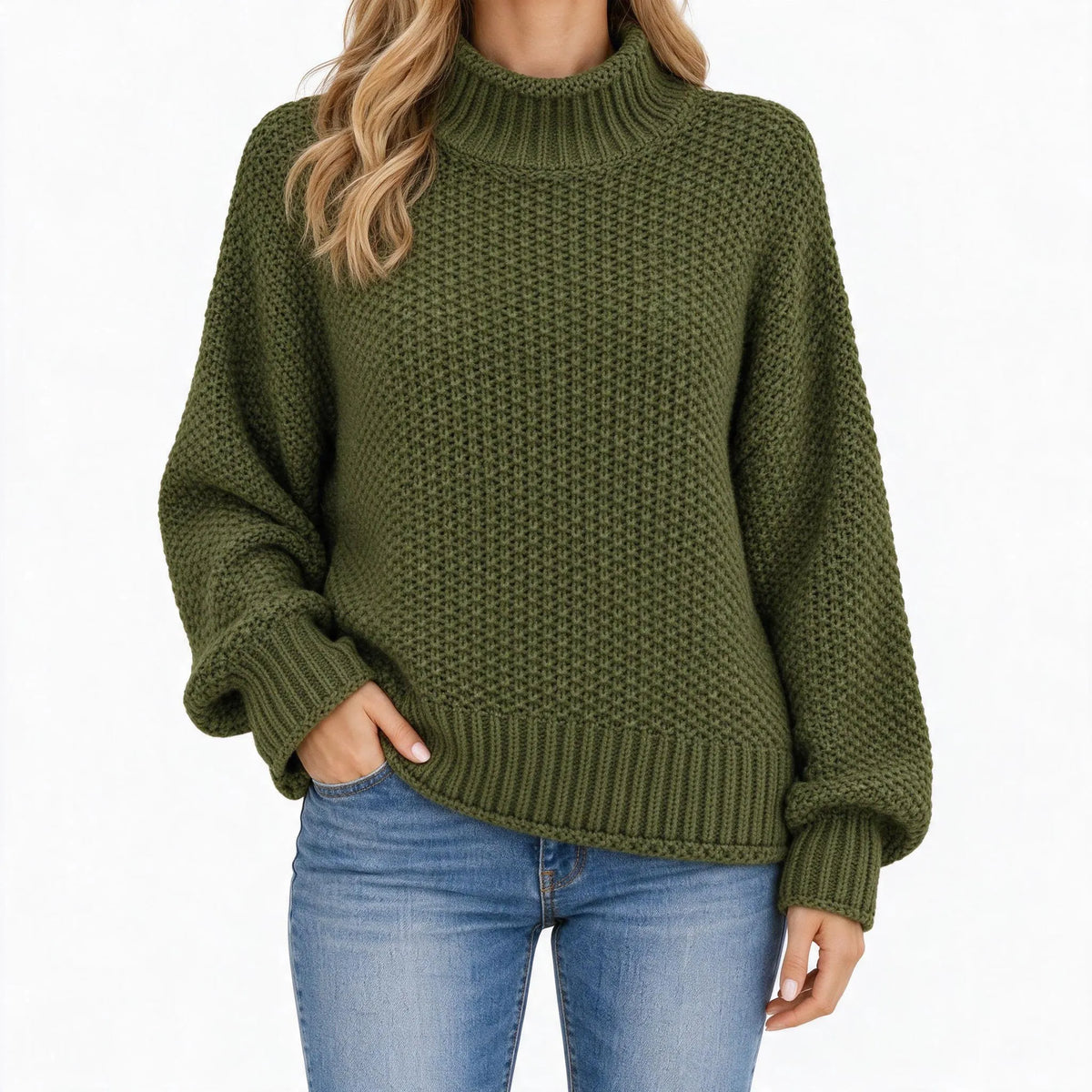 Cozlo - Lockerer Strickpullover Mit Rollkragen Lässig Unter Einer Jacke Tragen