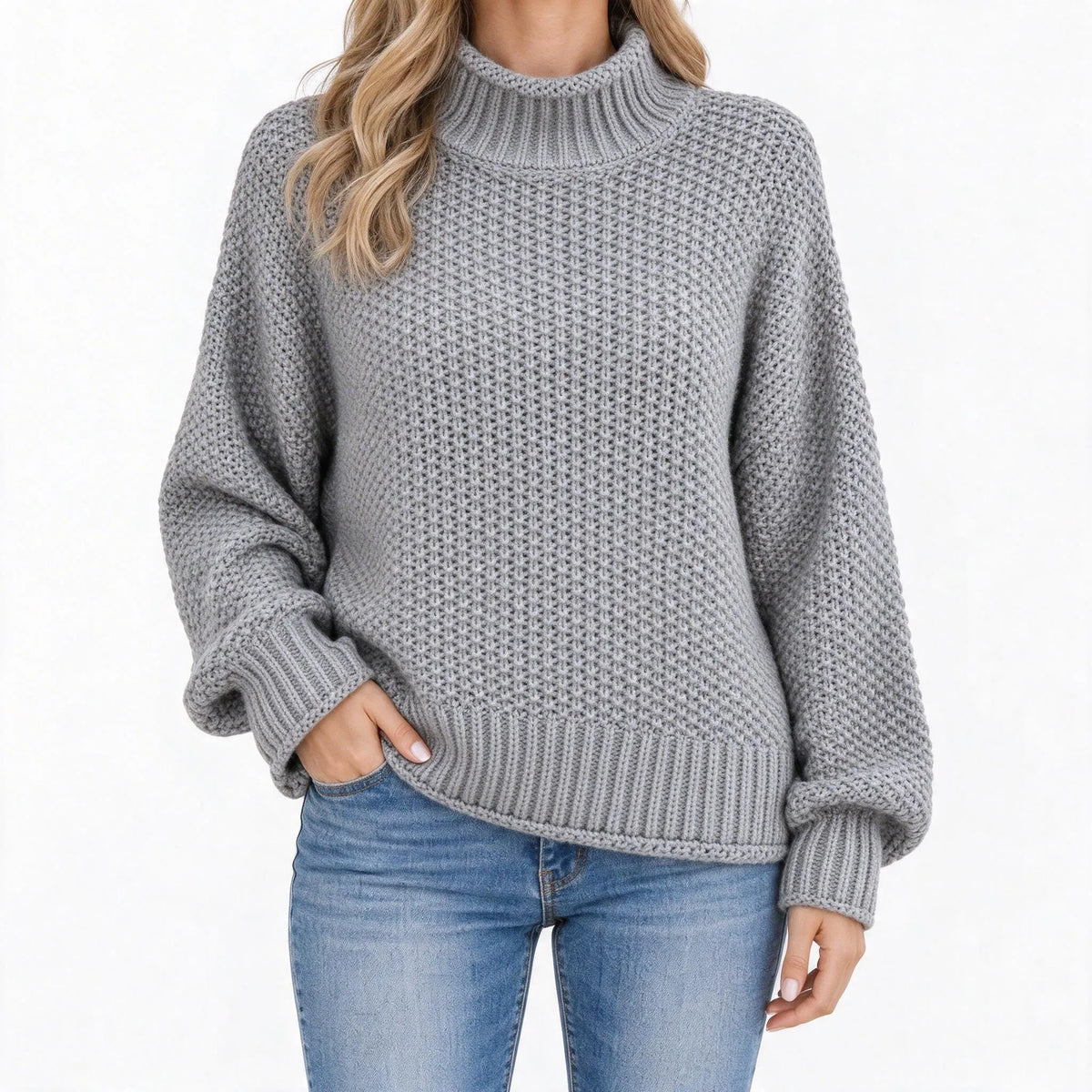 Cozlo - Lockerer Strickpullover Mit Rollkragen Lässig Unter Einer Jacke Tragen