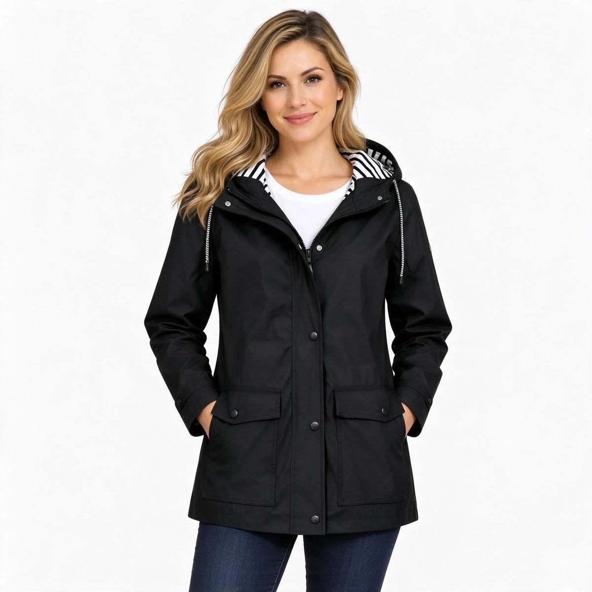 Drizzo - Damen Regenjacke Mit Angesetzter Kapuze Der Weg Zur Arbeit Bei Regen