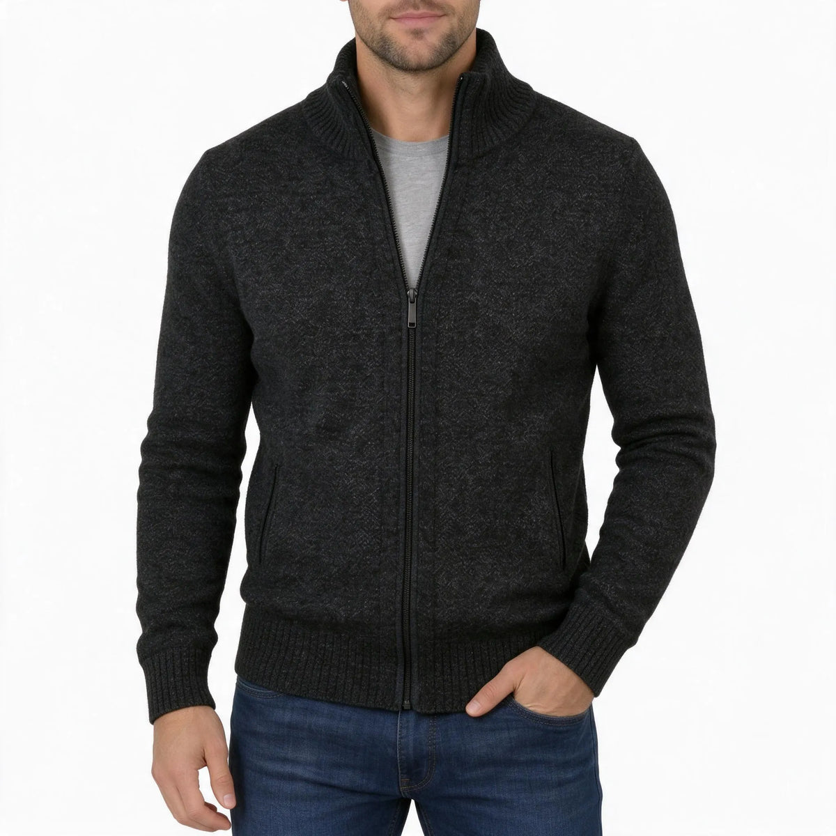 Halvern - Strickjacke Mit Reißverschluss, Lockerer Schnitt Lässig Über Dem T-Shirt Im Alltag Tragen