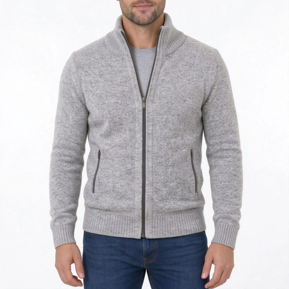 Halvern - Strickjacke Mit Reißverschluss, Lockerer Schnitt Lässig Über Dem T-Shirt Im Alltag Tragen