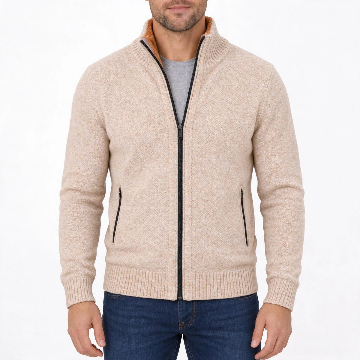 Halvern - Strickjacke Mit Reißverschluss, Lockerer Schnitt Lässig Über Dem T-Shirt Im Alltag Tragen