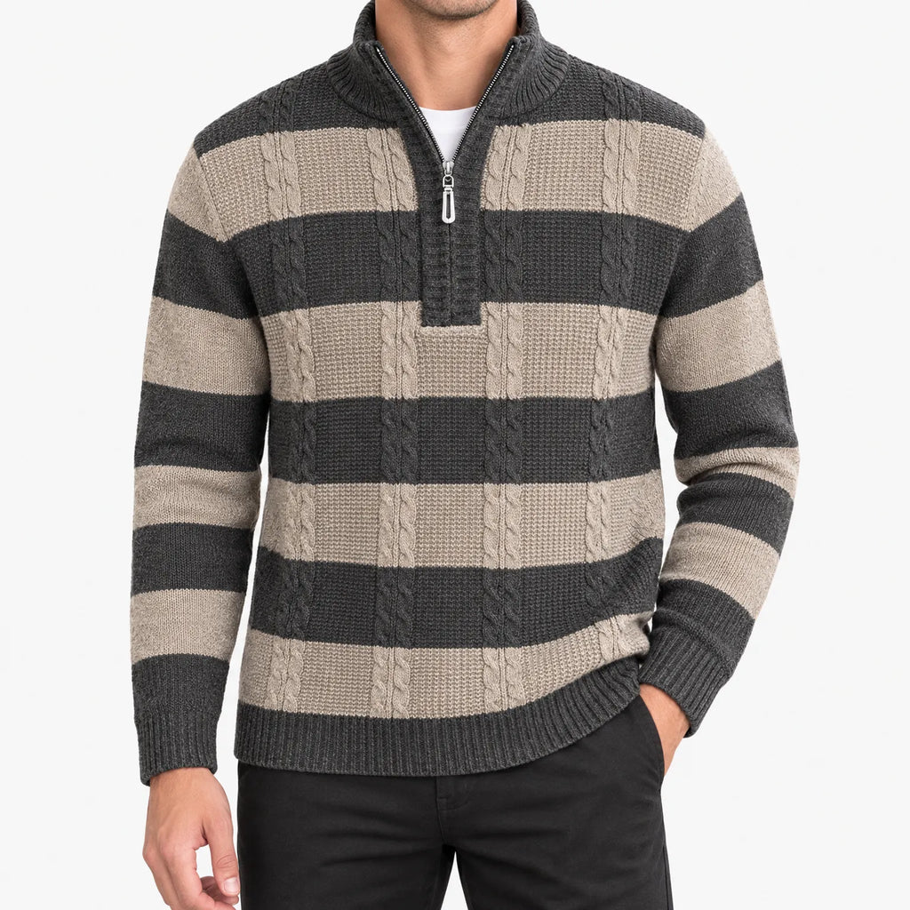 Hemlyn - Pullover Mit Halbzip Und Zopfmuster Lässig In Der Freizeit Und Im Alltag Tragen