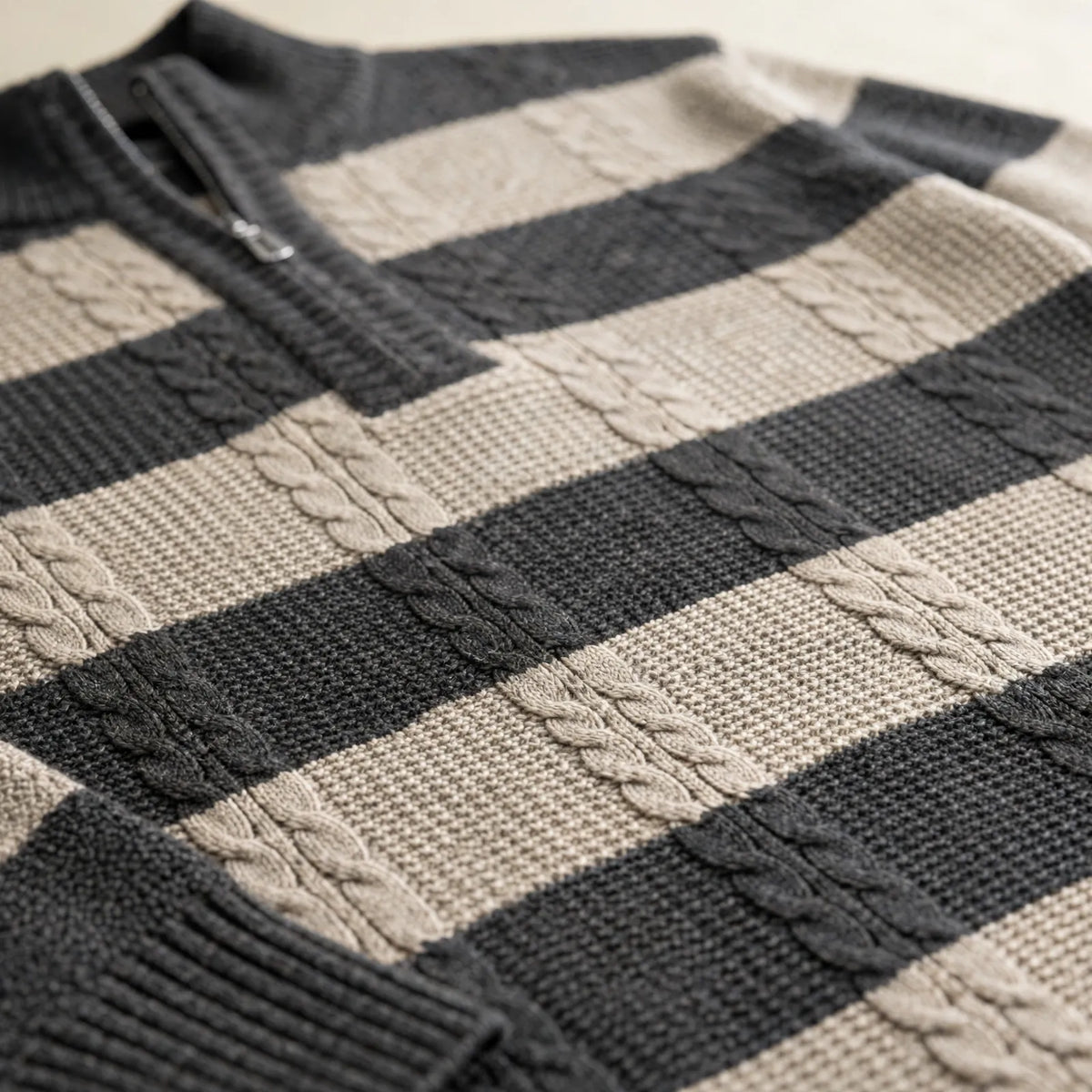 Hemlyn - Pullover Mit Halbzip Und Zopfmuster Lässig In Der Freizeit Und Im Alltag Tragen