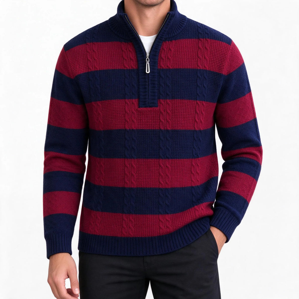 Hemlyn - Pullover Mit Halbzip Und Zopfmuster Lässig In Der Freizeit Und Im Alltag Tragen