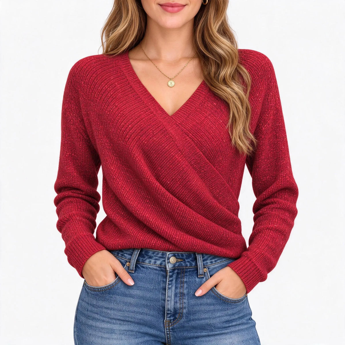 Ozetta - Lockerer Pullover Mit V-Ausschnitt Lässig Zu Jeans Im Alltag