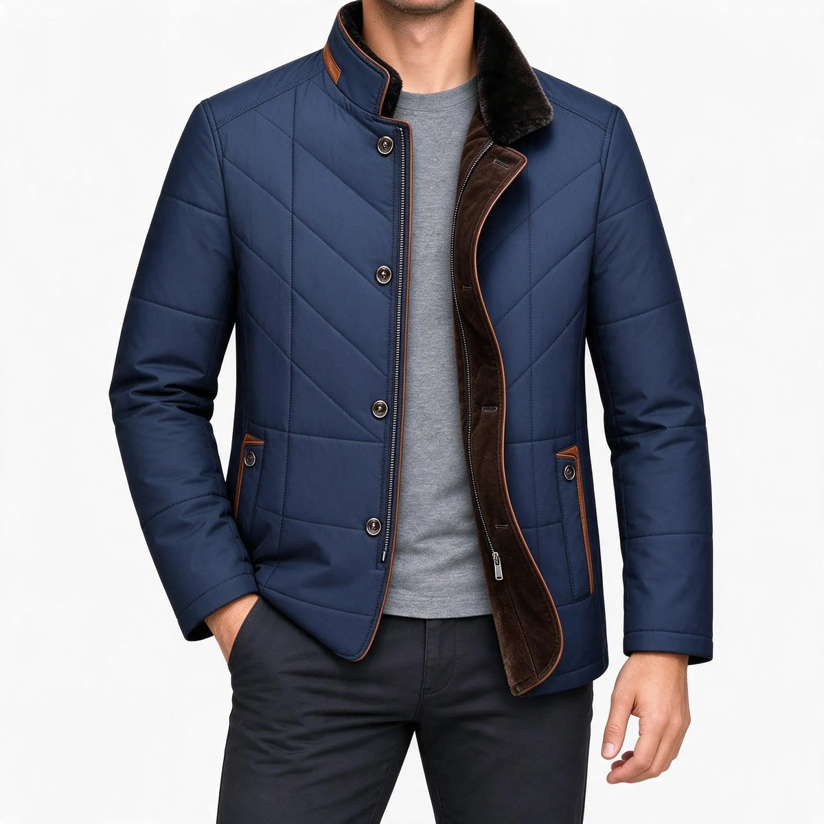 Vantora - Klassische Gesteppte Winterjacke Mit Seitentaschen Für Kalte Tage Draußen